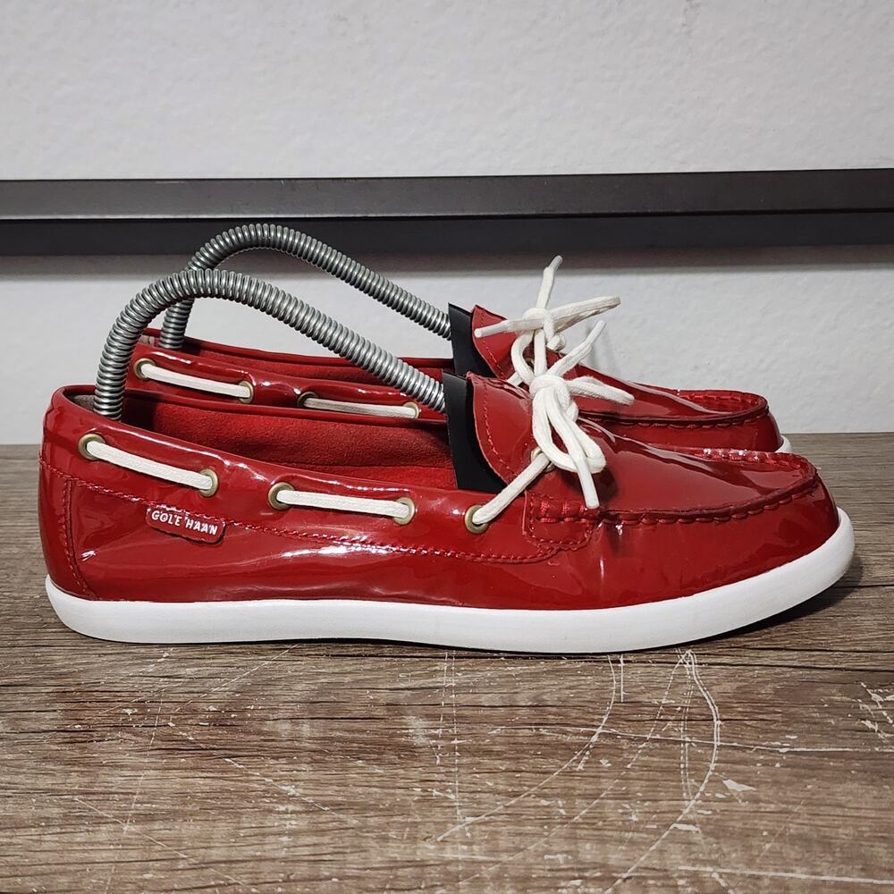 Cole Haan Nantucket Camp Women's Slip-On Moc Boat Shoes Size 8.5 Red - Picture 3 of 9